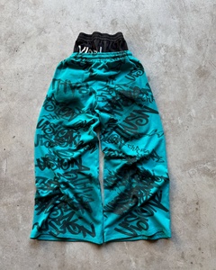 Pantalones de chándal de forro polar personalizados con doble cintura para hombre, estampado de grafiti, pierna ancha, de peso pesado, estilo oversize Hip Hop - Product Image 2
