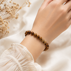 Wholesale Natural Leopard Skin Quartz <b>Bead</b> Bohemian Style Energy <b>Beads</b> <b>Bracelet</b> Luxury Genuine Brown Stone Gift Men Women - Product Image 1