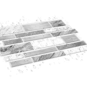 Carta da parati a forma irregolare 24 pezzi con motivo in marmo grigio moderno - Product Image 5