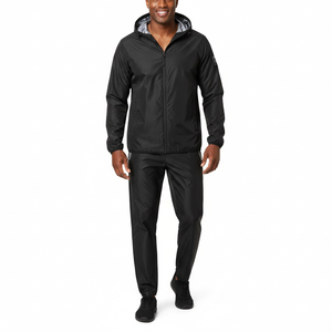 Traje de sauna OEM de poliéster negro a la moda, ropa de sudoración adelgazante para ejercicio, uso doméstico, personalizable, al por mayor, traje de gimnasio - Product Image 4