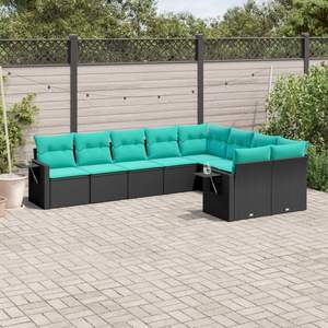 Conjunto de Sofás para Patio en Negro y Azul, Colección de Muebles Elegantes para Exteriores - Product Image 1