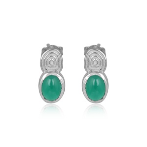 Pendientes de Plata de Ley 925 con Ónix Verde para Mujer, Hechos a Mano, con Piedras Preciosas de Ónix Verde Natural, Joyería Minimalista - Product Image 1