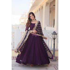 Vestido WAINE COLOUR READYMADE ALIA CUT con Conjunto de Dupatta, Talla XS-KKA-1070 - Product Image 1