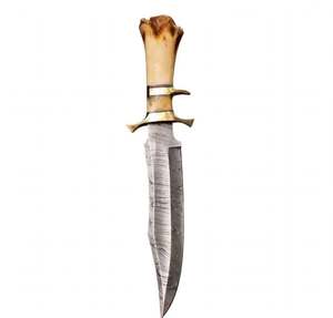 Handcrafted Patterned Damascus Steel Drop Point Fixed Blade <b>Craft</b> <b>Tool</b> Crown Stag Horn Handle Industrial Grade OEM Executive - Product Image 2