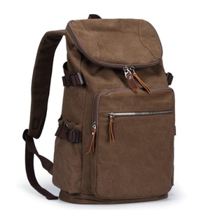 Vintage <b>Canvas</b> Unisex Laptop Day Pack with Hasps Closure Soft Handle PU Lining 20-37L Capacity Student Casual Sports <b>Backpack</b> - Product Image 1