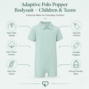 Body de Tirantes con Cierre de Cremallera en Verde Menta |   Ropa Sensorial Especial para Niños, Prendas Inclusivas de Algodón Elástico con Cierre de Cremallera, Unisex, Cuello Redondo - Product Image 5