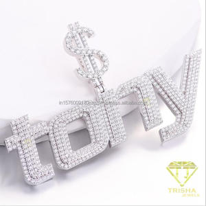 Collier pendentif personnalisé TONY, look cristal étincelant avec charme signe dollar, style Hip Hop - Product Image 4