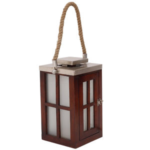 Farol de Madera Moderno con Acabado Marrón, Faroles de Estilo Moderno para Decoración de Interiores y Exteriores, Hechos a Mano y Personalizados - Product Image 4