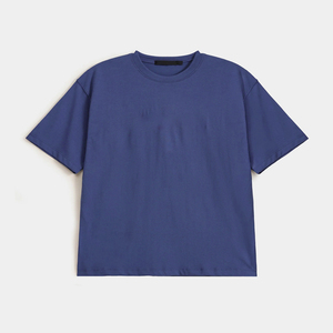 เสื้อยืดแขนสั้นผู้ชายสีม่วงทรงโอเวอร์ไซส์ คอกลม สไตล์ลำลอง ผ้าเจอร์ซีย์คอตตอน 100% สีพื้น ทรงปกติ - Product Image 2