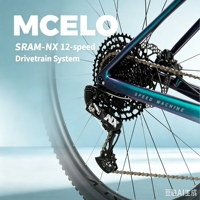 Vélo de montagne en fibre de carbone MCELO Custom OEM léger T800 12 vitesses, frein à disque hydraulique, suspension pneumatique RockShox Judy