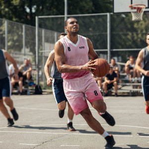 Nouvel ensemble d'uniformes de basketball personnalisés avec logo imprimé, anti-humidité, comprenant maillot et short, adapté aux commandes d'équipes adultes 100% - Product Image 4