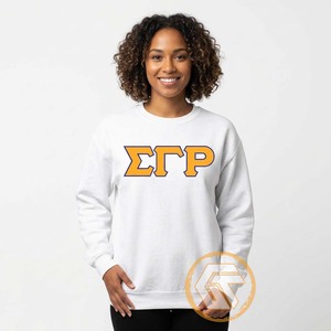 Sudadera Blanca de Algodón para Mujer, Cuello Redondo, Manga Larga, Bordado con Letras y Logotipo Frontal, Corte Regular, para Otoño, de Sigma Gamma Rho - Product Image 3