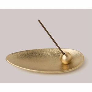 Brûleur d'encens en laiton style nordique - Cendrier rond en métal - Support élégant pour aromathérapie de bureau pour bâtonnets et spirales - Product Image 4