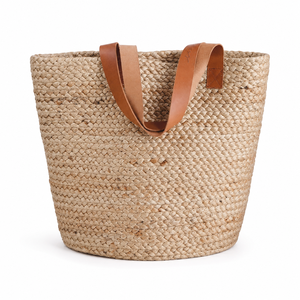 Woven Eco-Friendly Jute Tote <b>Bag</b> with Handles Fashion Style Storage <b>Basket</b> for Daily Use - Product Image 3