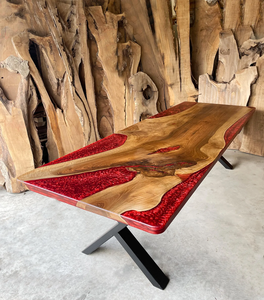 Tablero de mesa de madera de acacia con resina epoxi / Tablero de mesa de madera de acacia con borde natural y resina epoxi / Regalo de lujo clásico y moderno para Diwali - Product Image 2