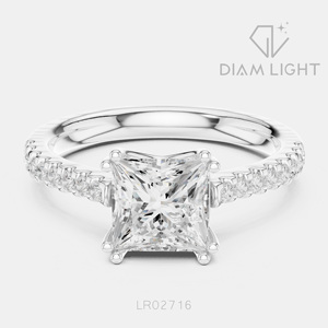 แหวนแต่งงานทองคำขาว 14K ประดับเพชรทรงปรินเซสคัท 2.00 กะรัต ได้รับการรับรองจาก IGI ของขวัญวันครบรอบแต่งงานและหมั้นหมาย เพชรเพาะเลี้ยงในห้องปฏิบัติการ - Product Image 1