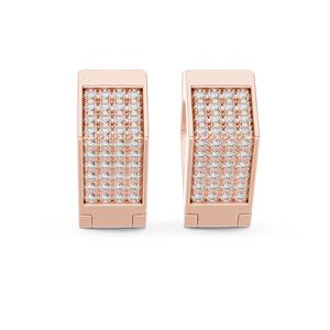 Pendientes de Aro con Diamantes Naturales de Corte Brillante en Oro Rosa de 14K con Certificación VDS IGI |   Pendientes de Diamantes Modernos para Regalo de Compromiso, 5.7g - Product Image 6