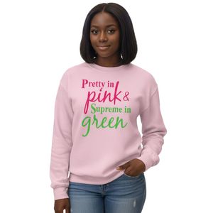 Sudadera con cuello redondo y estampado de letras rosas, jersey de algodón con estampado verde, jersey de manga larga, ropa informal de moda para mujer - Product Image 1