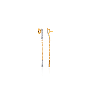 Boucles d'oreilles pendantes de créateur haut de gamme en or avec diamants de laboratoire étincelants et élégant pendentif goutte d'eau – Bijoux de mode - Product Image 4
