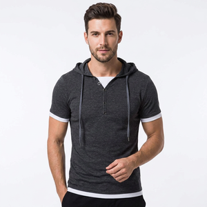 T-shirt décontracté à manches courtes pour homme, coupe ajustée, couleur unie, en coton tricoté, avec boutons, séchage rapide, idéal pour l'été - Product Image 4