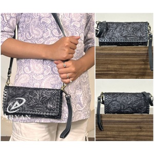 Bolso de Hombro de Cuero Genuino de Alta Calidad para Mujer, Cartera Cruzada Pequeña de Gran Capacidad, Hecha a Mano con Cuero de Vaca, Tipo Trifold - Product Image 1