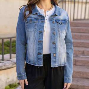 Manufacturer Wholesale Basic <b>Denim</b> <b>Jackets</b> Custom Basic Solid Color Patchwork Breathable High-quality Woman <b>Denim</b> <b>Jacket</b> - Product Image 2