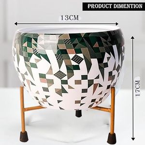 Modern Metal Flower Pot Geometric Pattern Glazed Finish Eco-Friendly Indoor/<b>Outdoor</b> Plant <b>Planter</b> for Home Office Garden Decor - Product Image 5