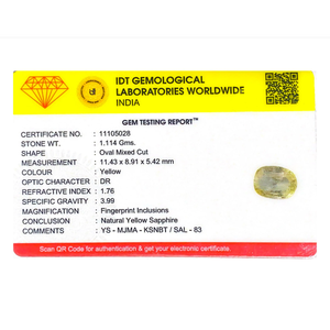 Yellow Sapphire 5.57 Carat Oval Cut Loose Gemstone for Fine Jewelry - Product Image 4
