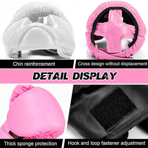 Conjunto de 3 Piezas de Equipo de Boxeo: Protector de Cabeza de Cuero Resistente a Impactos y Guantes de Boxeo para Hombres, Mujeres y Jóvenes Principiantes - Product Image 6