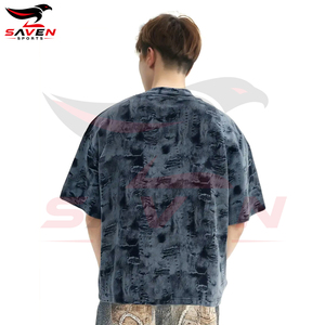 T-shirts pour hommes 100% coton, T-shirts graphiques en denim vieilli d'inspiration vintage pour hommes, coupe ample, poids lourd, surdimensionnés - Product Image 2