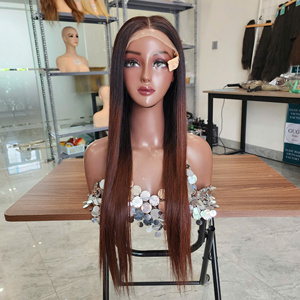 Ombre Brown Virgin Hair <b>Wigs</b> Glueless Wholesale Bone Straight Human Hair Lace Front <b>Wigs</b> for <b>Black</b> Women - Product Image 4