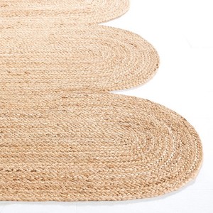 Coastal Braided Jute Area Rug Novelty Shape Solid Color Living Room Decor Non-Slip Flat Pile <b>Thin</b> Handmade - Product Image 5