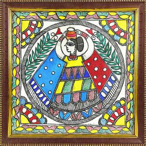 Pintura Madhubani de Bihar en 3D, hecha a mano en Jharkhand, arte folclórico colorido para decoración de la sala de estar - Product Image 2