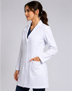 Blouse de laboratoire blanche professionnelle pour femmes, uniforme médical à manches longues, respirant, en coton et polyester, tenue de travail pour médecins, coupe ajustée, hôpital - Product Image 6