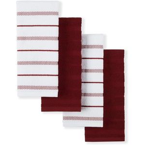 Set di 4 Asciugamani da Cucina Albany in Cotone, Colore Paprika Affumicata Rosso/Bianco, Dimensioni 16"x26" - Product Image 1