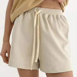 Shorts de Punto Rosa para Mujer con Cordón Ajustable, Cintura Elástica, Color Sólido, Transpirables, Corte Regular, Estilo Cintura Media - Product Image 3
