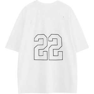 เสื้อฟุตบอลตาข่ายผู้ชายผู้หญิง คอวีทรงโอเวอร์ไซส์ สไตล์เรโทร พิมพ์ลายดิจิตอลแบบซับลิเมชั่น สกรีนโลโก้ ชื่อ และหมายเลขตามสั่ง ผลิตจากโรงงาน - Product Image 1