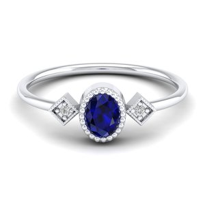Bague REYES scintillante en argent sterling 925 avec moissanite certifiée GRA, saphir bleu taille ovale, style hip-hop, bijoux fins en gros - Product Image 1