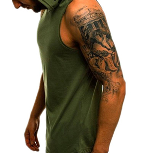 เสื้อฮู้ดแขนกุดผู้ชาย OEM สำหรับออกกำลังกาย วิ่ง ฟิตเนส - ทรงเข้ารูป ผ้าฝ้าย - Product Image 2