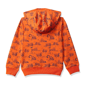 เสื้อสเวตเชิ้ตมีฮู้ดสีเหลืองสำหรับทุกเพศ พิมพ์ลายรถการ์ตูน ทรงปกติ ผ้าฝ้ายถัก สวมใส่สบายในฤดูใบไม้ร่วง - Product Image 5