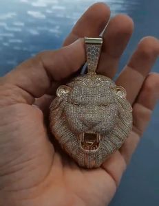 Colgante de diamantes con cabeza de león de oro de 10 quilates para hombre, diamantes naturales de 8,15 quilates, claridad G-H SI, joyería genuina con diamantes naturales - Product Image 2
