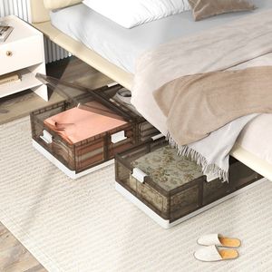 2-Pack Stackable Rolling <b>Plastic</b> <b>Storage</b> <b>Bins</b> for Under-Bed <b>Storage</b> - Product Image 3