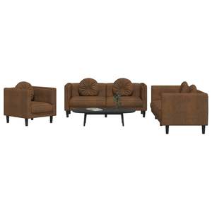 Conjunto de Sofá Rectangular Moderno de Terciopelo Marrón para Sala de Estar con Muchos Asientos - Product Image 1