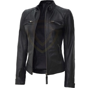 Vestes en cuir pour femmes au design premium, disponibles en différentes tailles, couleur unie, coupe confortable. - Product Image 5