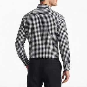 Chemise habillée à manches longues pour homme WIZE INTERNATIONAL, à carreaux noirs et blancs, col boutonné, style décontracté chic, pour l'automne - Product Image 2