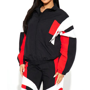 Conjunto deportivo transpirable para mujer con elasticidad flexible y corte moderno. Chaqueta cortavientos de 2 piezas para correr y hacer ejercicio. - Product Image 3