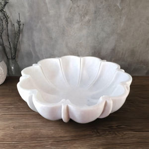 White Marble Floral <b>Bowl</b> - Product Image 1