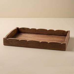 Unique Modern Natural Wood Rectangular Serving <b>Tray</b> <b>Handles</b> Eco-Friendly Dishwasher Safe for Home Hotels Tabletop Use - Product Image 6
