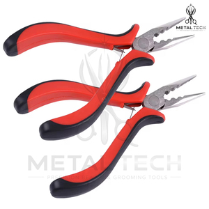 Pince ergonomique rouge et noire avec poignée caoutchoutée pour l'élimination des extensions capillaires, ouvre-micro-anneaux multi-trous, outil de démolition de liens - Product Image 2