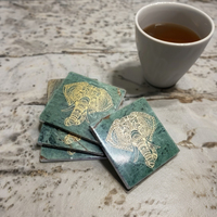 Ensemble de 4 sous-verres en marbre vert faits à la main, style antique, pierre polie, accessoires de décoration de table